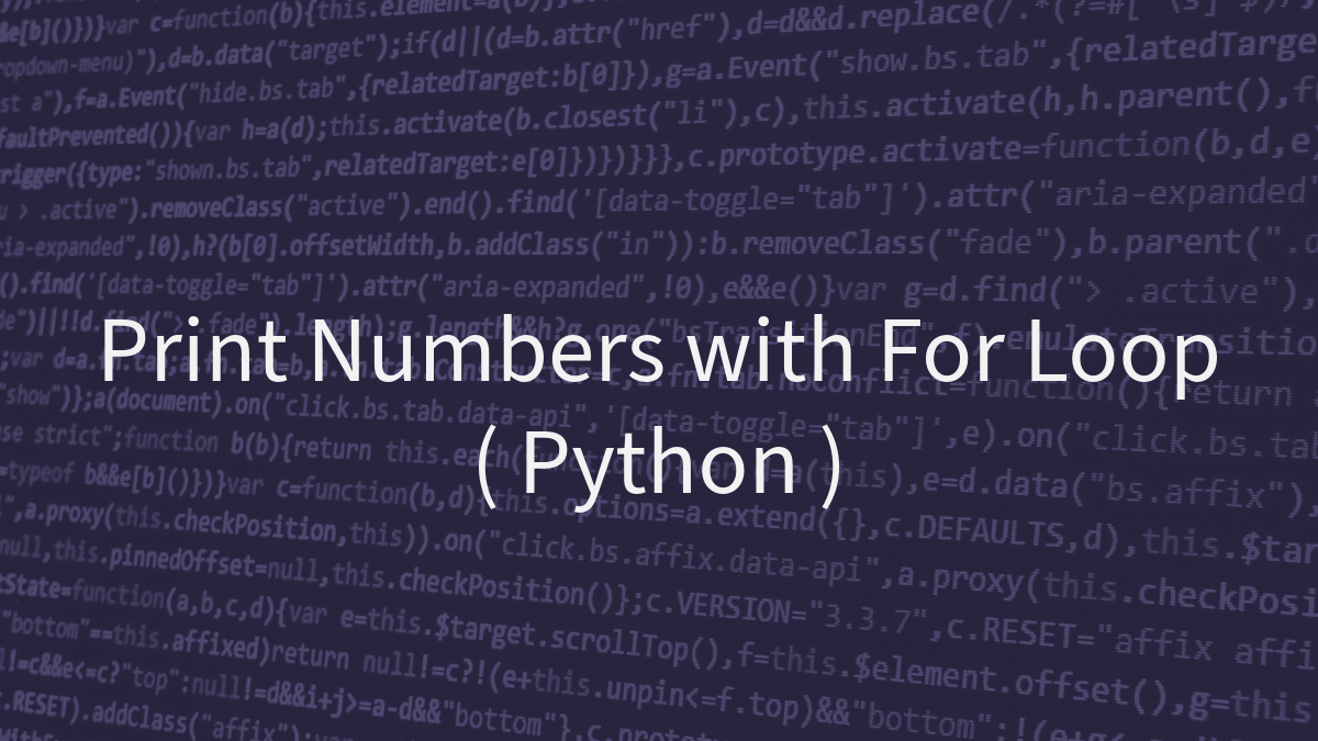 Print Numbers using For Loop..